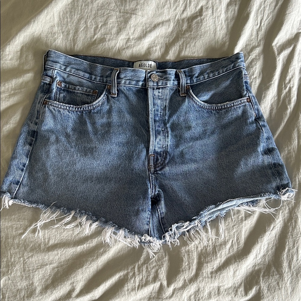 Agolde Blue Parker Long Denim Short Size 31